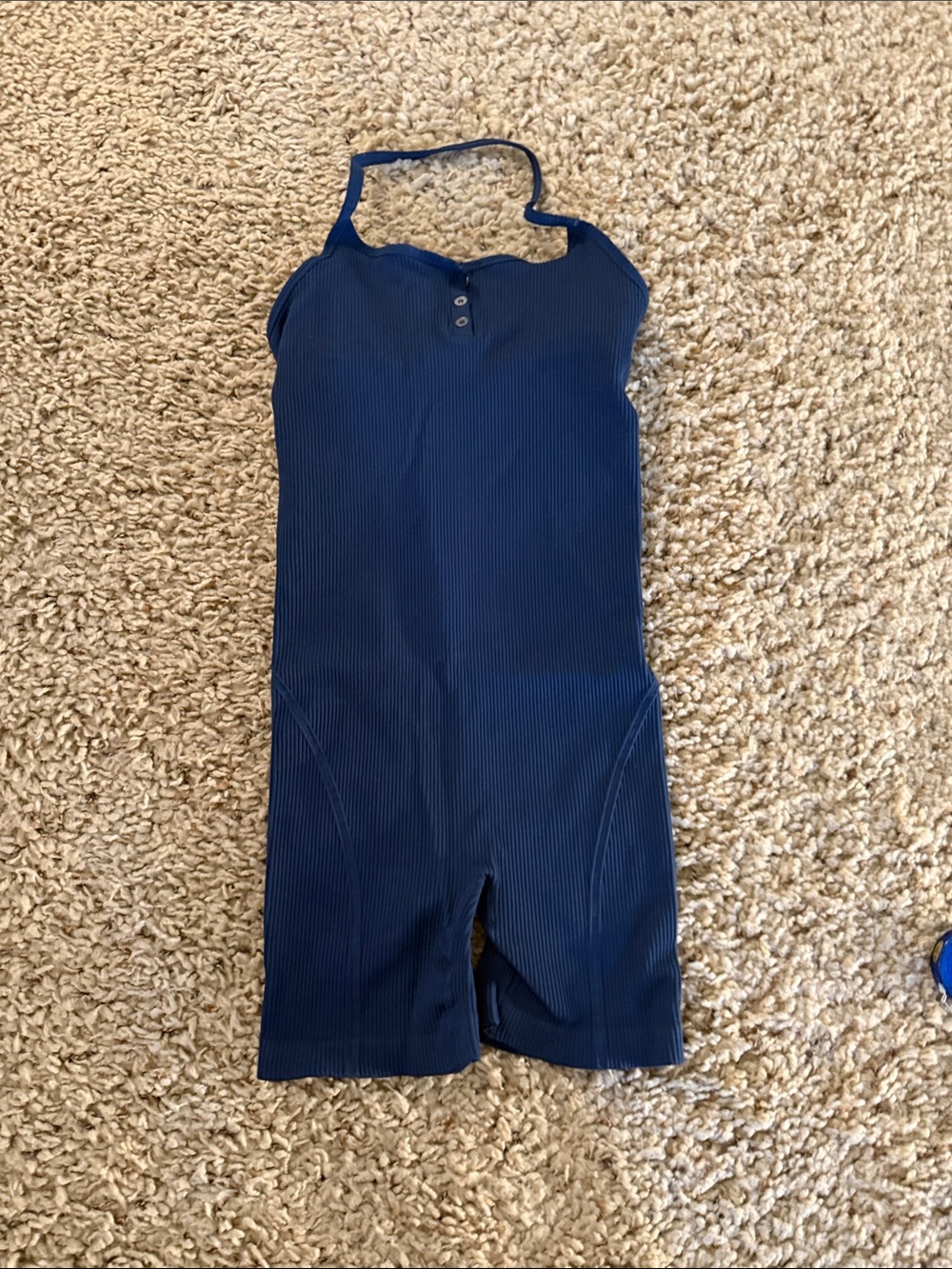 Madewell Navy Ribbed  One piece Tank Top and bike shorts